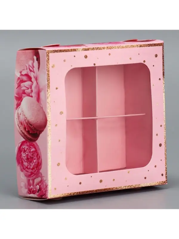 Коробка для конфет, кондитерская упаковка, 4 ячейки, &laquo;Present&raquo;, 10.5&times;10.5&times;3.5 см