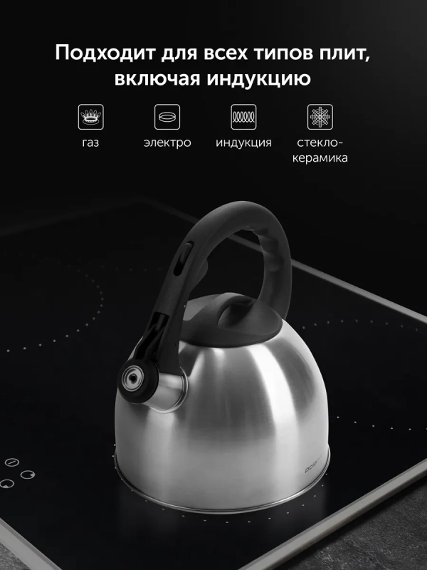 Чайник для плиты со свистком 2,2 л. для индукции Чайник для плиты со свистком 2,2 л. для индукции