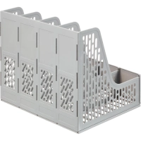 Лоток вертикальный д/бумаг Deli E9844,сбор,4отд,сер,325x257x275мм,пл