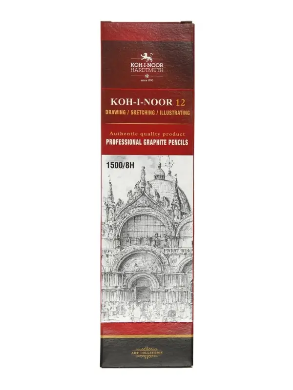 Карандаш чернографитный Koh-I-Noor 1500, 8H, шестигранный, деревянный, жёлтый корпус