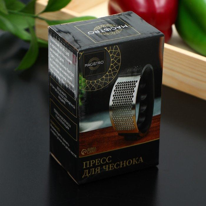 Пресс для чеснока Magistro «Велес», 11×7×5 см, цвет чёрный Пресс для чеснока Magistro «Велес», 11×7×5 см, цвет чёрный