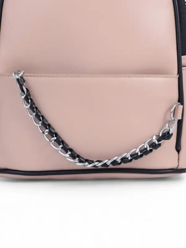 Рюкзак-мини женский на молнии, с карманом, размер 21&times;12&times;27 см, бежевый