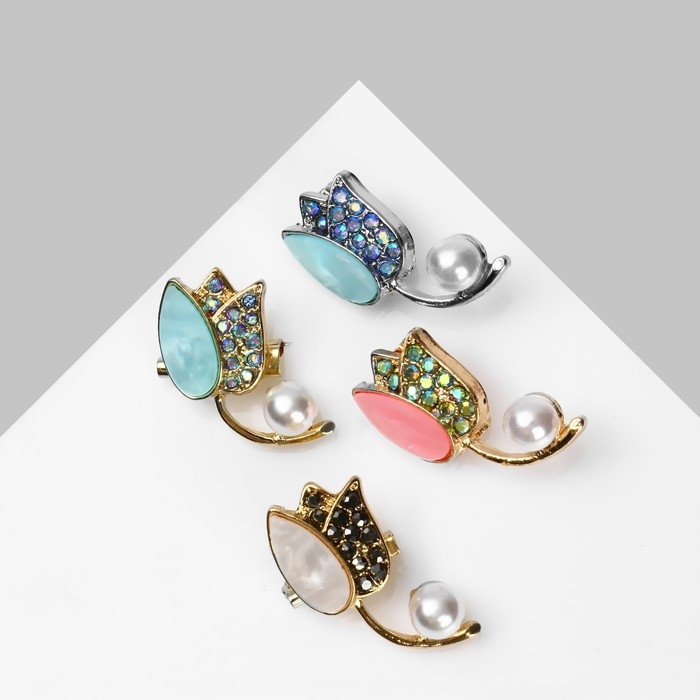 Брошь «Тюльпан» жемчужный сад, цвет МИКС (неделимая фас. 12шт, цена за шт) Брошь «Тюльпан» жемчужный сад, цвет МИКС (неделимая фас. 12шт, цена за шт)