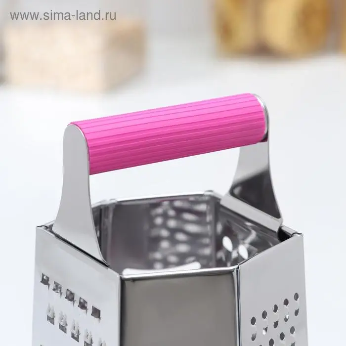 Тёрка шестигранная «Палитра», 11×12×19 см, прорезиненная ручка, цвет МИКС Тёрка шестигранная «Палитра», 11×12×19 см, прорезиненная ручка, цвет МИКС