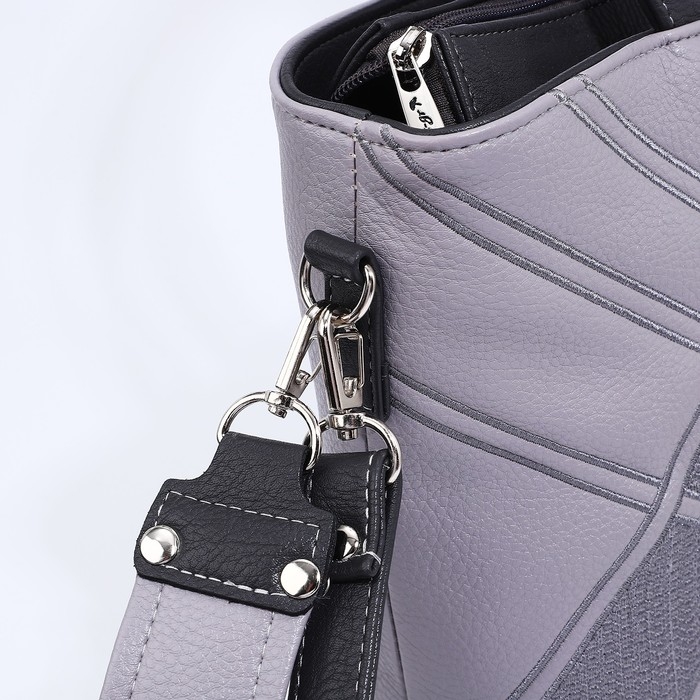 Сумка-тоут Сумка-тоут "Золотой дождь" на молнии, 2 наружных кармана, длинный ремень, цвет серый