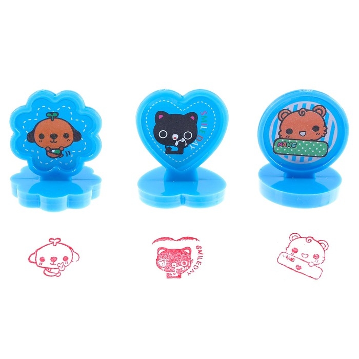 Набор для рисования: печать 3 шт., штемпельная подушка, карандаш 7 цветов, цвет голубой Набор для рисования: печать 3 шт., штемпельная подушка, карандаш 7 цветов, цвет голубой