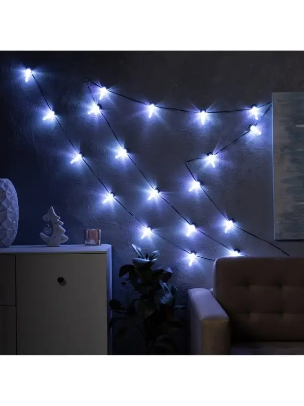 Умная гирлянда &laquo;Нить&raquo; 6 м с насадками &laquo;Лампочки с шишками&raquo;, IP20, тёмная нить, 20 LED, свечение RGB, USB