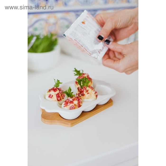 Подставка фарфоровая для яиц 6 ячеек Bella Tenero, 19,2×11×3,6 см, цвет белый