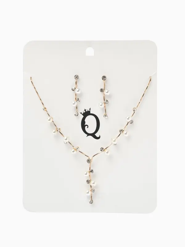 Набор 2 предмета: серьги, колье &laquo;Изумление&raquo;, ветвь, белый в золоте, 42 см