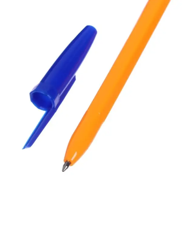 Набор шариковых ручек Calligrata, 12 штук, синий стержень, узел 0.7 мм, оранжевый корпус с синим колпачком