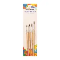 Набор кистей для рисования, белка, 5 штук: № 1, 2, 3, 4, 5, круглые, деревянная ручка, международный размер