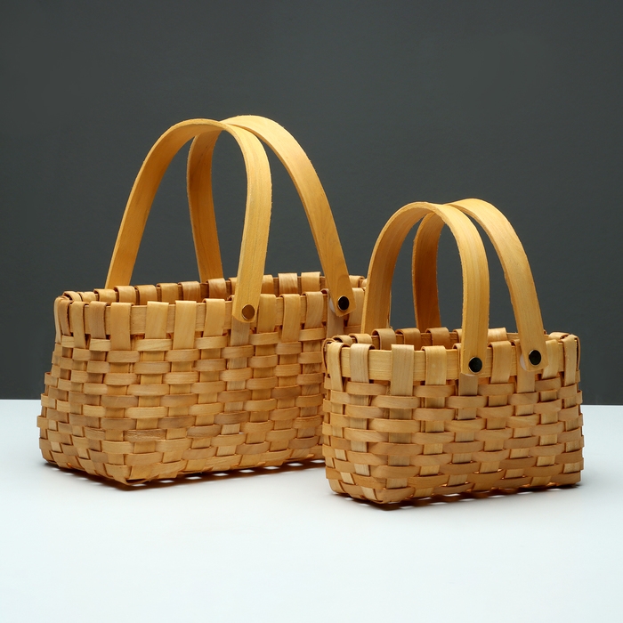 Набор корзин плетеных, 26x16,5x12/25 см, 19x12x10/20 см, 2 шт, секвойя Набор корзин плетеных, 26x16,5x12/25 см, 19x12x10/20 см, 2 шт, секвойя