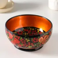 Салатник деревянный хохлома &laquo;Ягодка&raquo;, 16&times;16&times;9 см