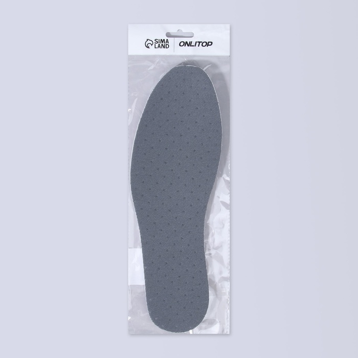 Стельки для обуви, универсальные, дышащие, р-р RU до 45 (р-р Пр-ля до 47), 28,5 см, пара, цвет серый Стельки для обуви, универсальные, дышащие, р-р RU до 45 (р-р Пр-ля до 47), 28,5 см, пара, цвет серый
