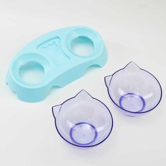 Миски пластиковые на голубой подставке 30 х 15,5 х 12 см прозрачные Миски пластиковые на голубой подставке 30 х 15,5 х 12 см прозрачные