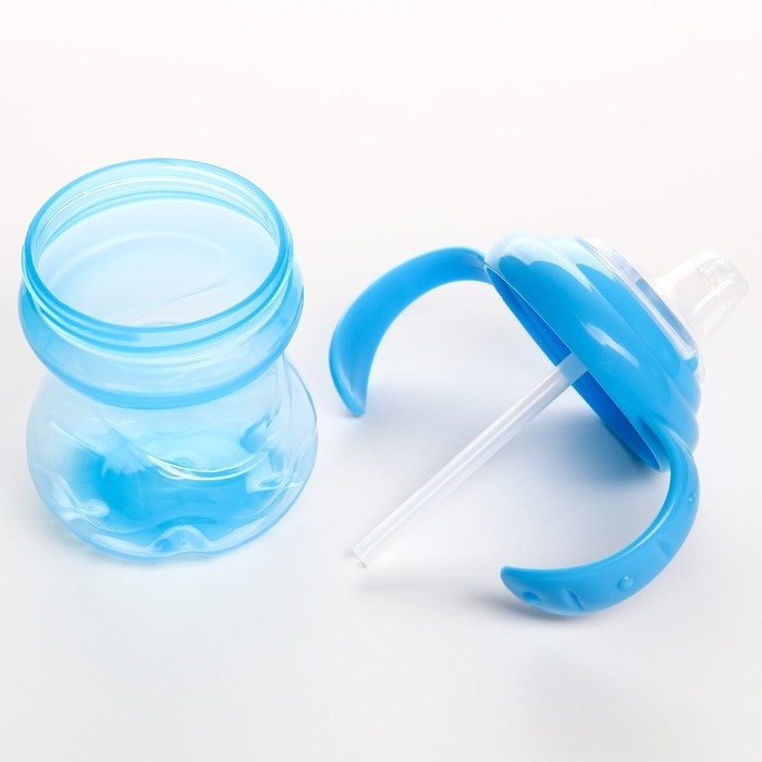 Поильник - непроливайка детский с мягким носиком, 240 мл., с ручками, цвет голубой Поильник - непроливайка детский с мягким носиком, 240 мл., с ручками, цвет голубой