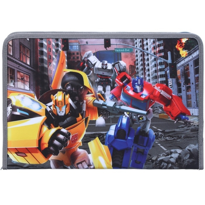 Папка для труда А4 с пеналом, на молнии, текстиль, Трансформеры