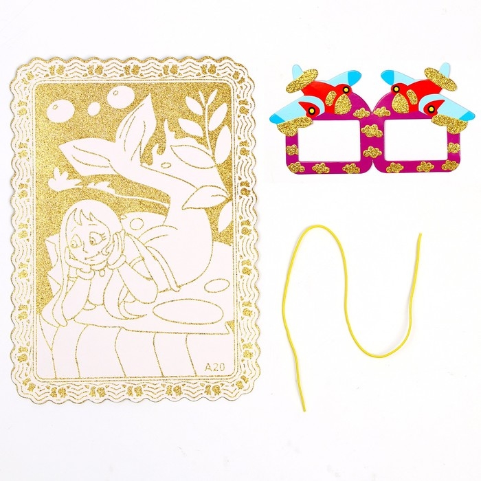 Набор для творчества: аппликация EVA крошкой и раскраска + маска на резинке «Живоные»