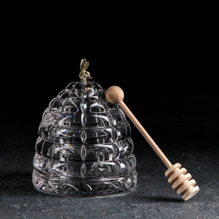 Ёмкость хрустальная для мёда «Улей с пчёлкой», 200 мл, h=11.8 см Ёмкость хрустальная для мёда «Улей с пчёлкой», 200 мл, h=11.8 см