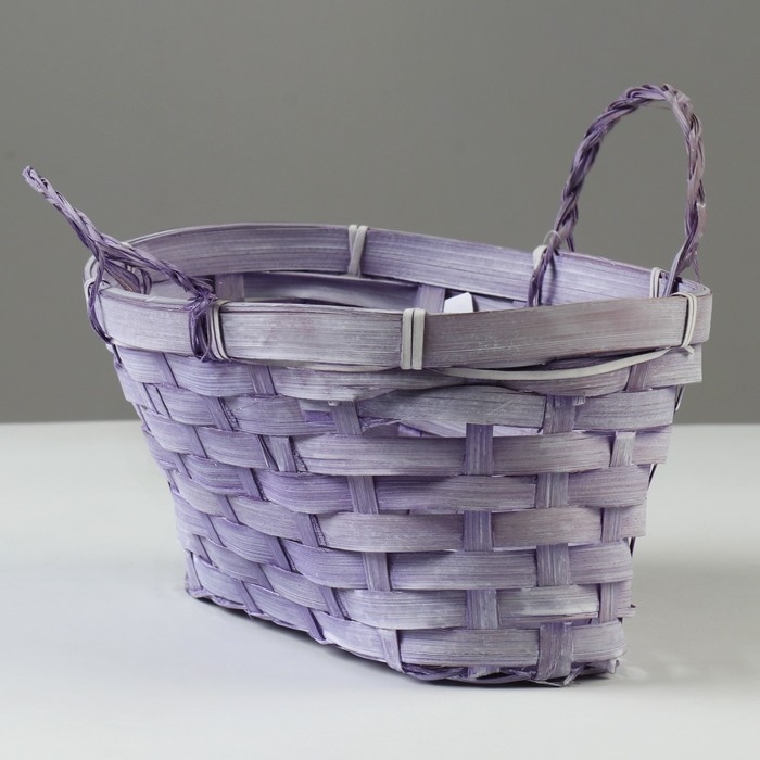 Корзина плетеная, D26 х 13 х 11 см, фиолетовая, бамбук Корзина плетеная, D26 х 13 х 11 см, фиолетовая, бамбук