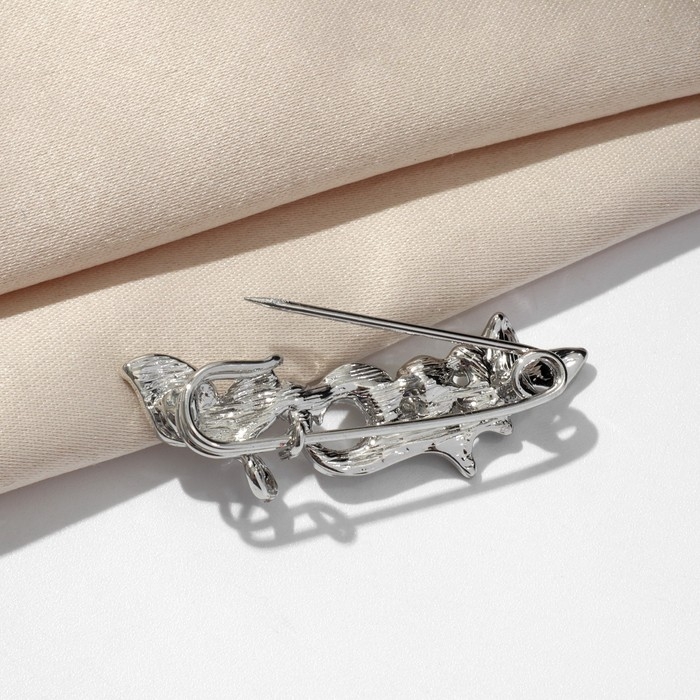 Булавка «Лоза», 3 см, цвет белый в серебре Булавка «Лоза», 3 см, цвет белый в серебре