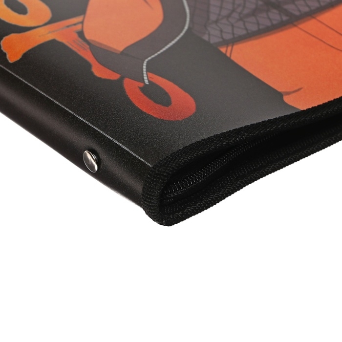 Папка для тетрадей А4, Naruto, универсальная, молния вокруг, пластик, черная Папка для тетрадей А4, Naruto, универсальная, молния вокруг, пластик, черная