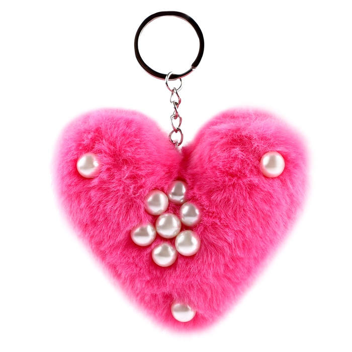 Мягкая игрушка «Сердечко» с бусинами, на брелоке, 10 см, цвет фуксия Мягкая игрушка «Сердечко» с бусинами, на брелоке, 10 см, цвет фуксия
