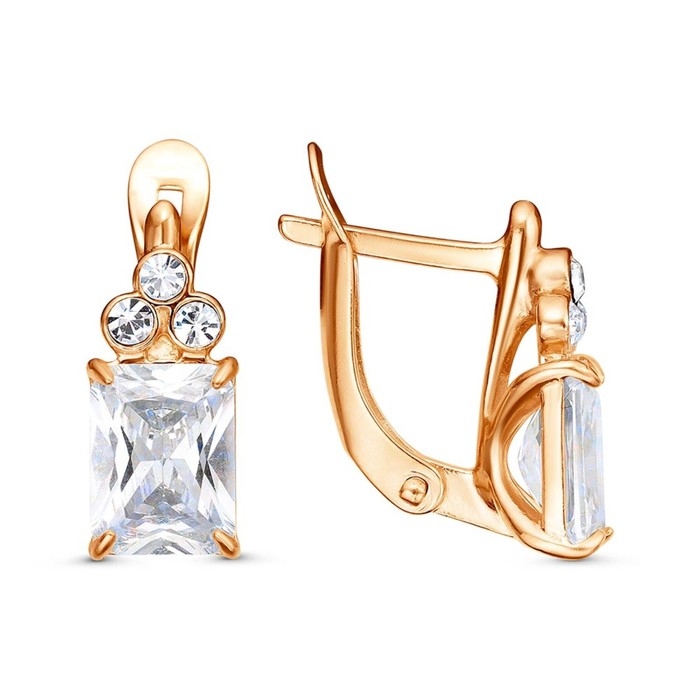 Серьги «Торжественные», розовое золочение, цвет белый Серьги «Торжественные», розовое золочение, цвет белый