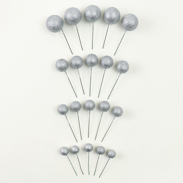 Набор топперов «Бусины», набор 20 шт., цвет серебро Набор топперов «Бусины», набор 20 шт., цвет серебро