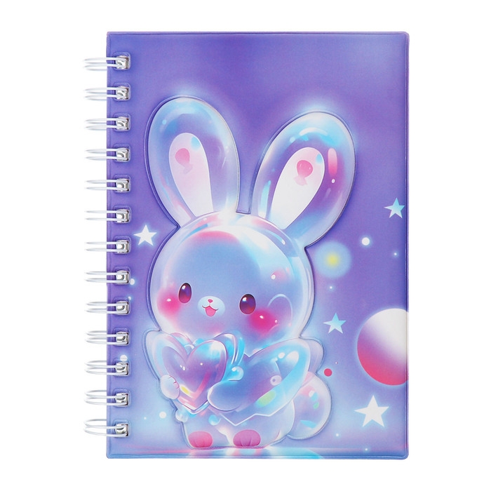 Записная книжка подарочная на гребне 80л,линия, цветной блок,обложка ПВХ 3D Зайка(17,6х13,5см) 105 Записная книжка подарочная на гребне 80л,линия, цветной блок,обложка ПВХ 3D Зайка(17,6х13,5см) 105