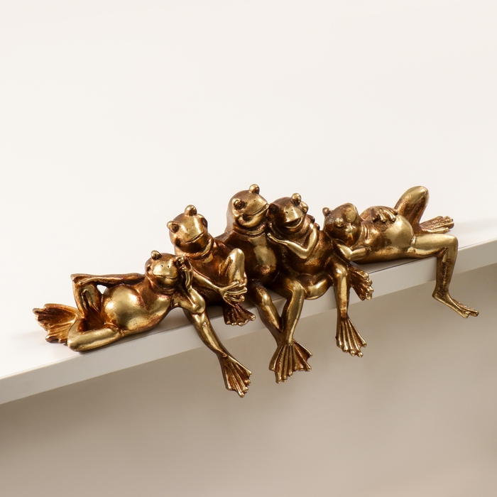 Сувенир полистоун Сувенир полистоун "Пять лягушек на отдыхе" бронза 28,5х5,5х9,5 см