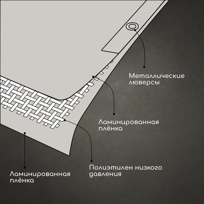 Тент защитный, 4 × 3 м, плотность 60 г/м², УФ, люверсы шаг 1 м, тарпаулин, серый Тент защитный, 4 × 3 м, плотность 60 г/м², УФ, люверсы шаг 1 м, тарпаулин, серый