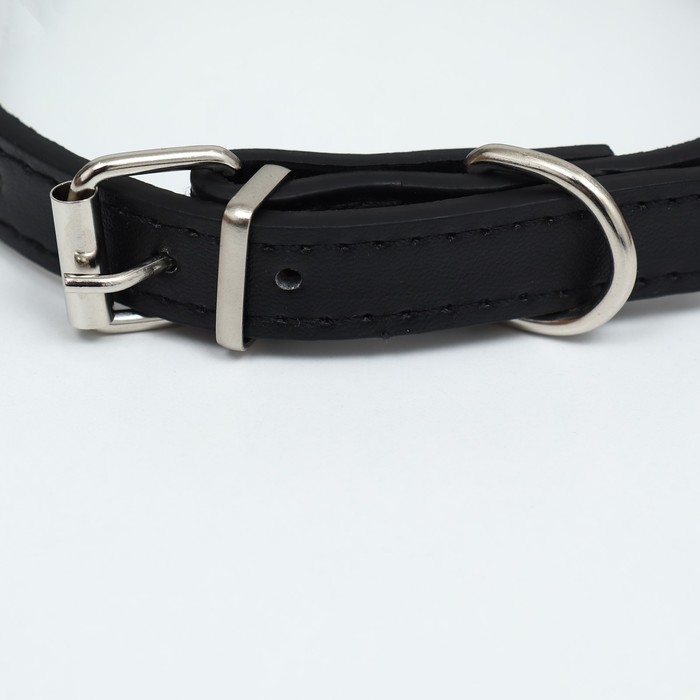 Ошейник с затупленными шипами 38 х 1,5 см, ОШ 26-33, морозостойкий материал PU, чёрный Ошейник с затупленными шипами 38 х 1,5 см, ОШ 26-33, морозостойкий материал PU, чёрный