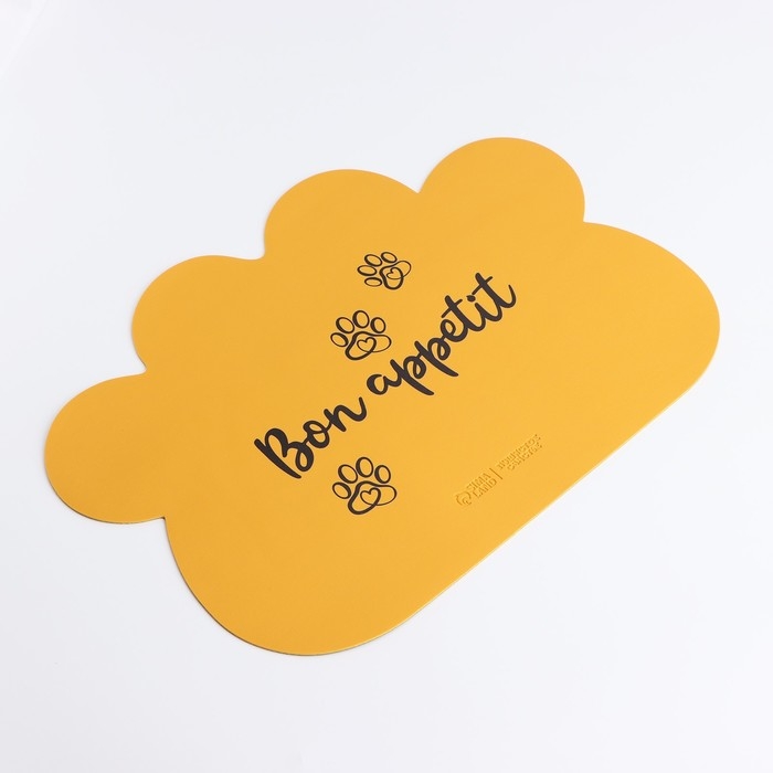 Коврик под миску форменный «Лапка», 39 х 30 см, желтый Коврик под миску форменный «Лапка», 39 х 30 см, желтый