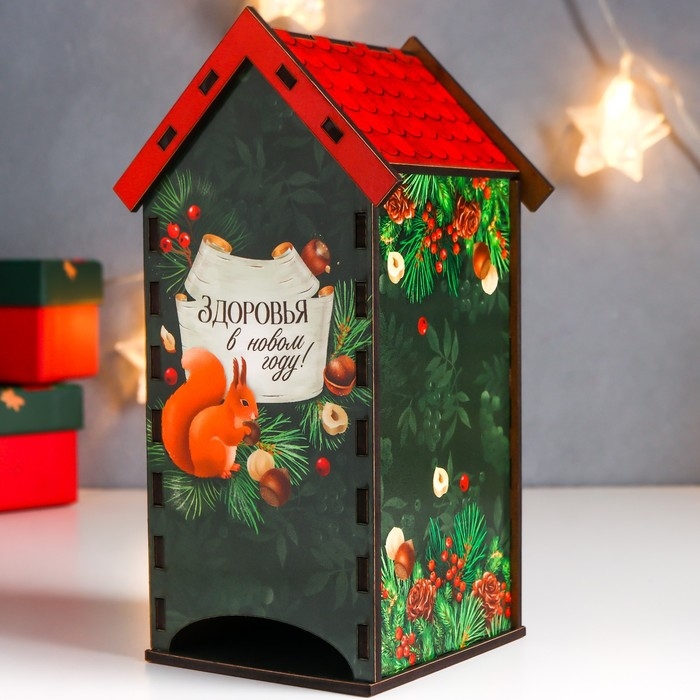 Новогодний чайный домик Новогодний чайный домик "Белочка" 20х10,5х9,5 см