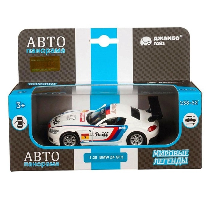 Машина металлическая BMW Z4 GT3 1:38, инерция, открываются двери, цвет белый Машина металлическая BMW Z4 GT3 1:38, инерция, открываются двери, цвет белый