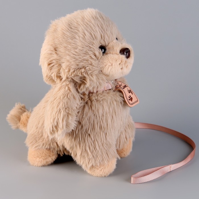 Мягкая игрушка «Щеночек» с поводком, 24 см, бежевый Мягкая игрушка «Щеночек» с поводком, 24 см, бежевый