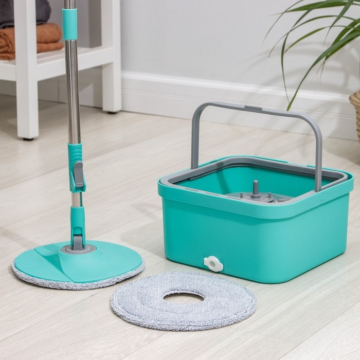Швабра с отжимом и ведро, насадка из микрофибры, компакт Швабра с отжимом и ведро, насадка из микрофибры, компакт