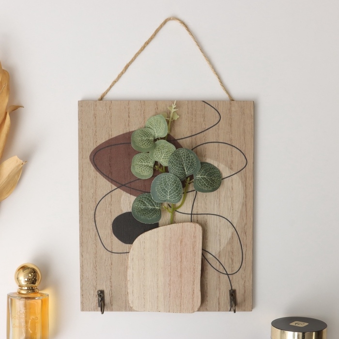 Крючки декоративные дерево Крючки декоративные дерево "Абстракция. Каракули. Цветок" 1,5х19,5х23,5 см