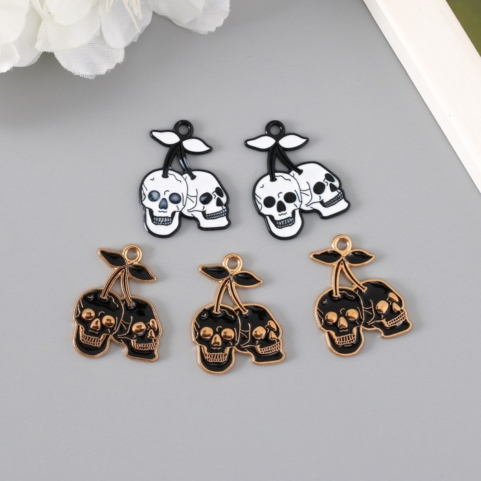 Декор для творчества металл Декор для творчества металл "Черепа на ветке" эмаль МИКС 2,6х1,9 см