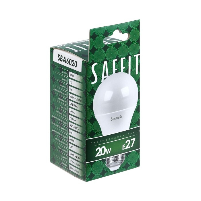 Лампа светодиодная SAFFIT, 20W 230V E27 4000K A60, SBA6020 Лампа светодиодная SAFFIT, 20W 230V E27 4000K A60, SBA6020