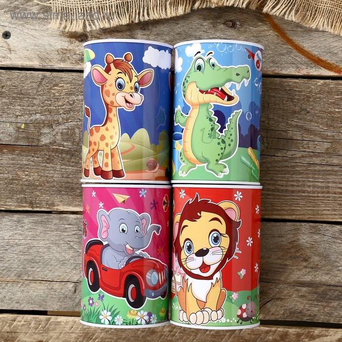 Копилка металл банка Копилка металл банка "Зверята-малыши" МИКС 12х8х8 см