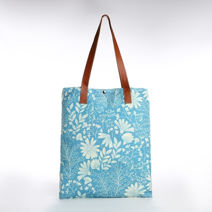 Шопер без застёжки, из текстиля, цвет голубой Шопер без застёжки, из текстиля, цвет голубой