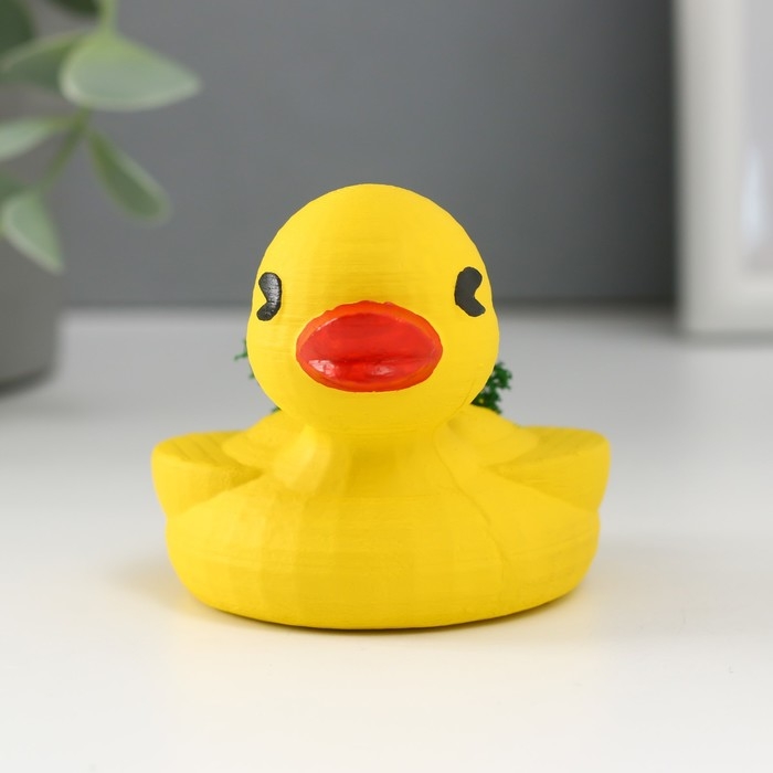 Кашпо бетонное Кашпо бетонное "Утка" 6х8х5,5 см желтая со мхом (мох зелен. стабилизированный)