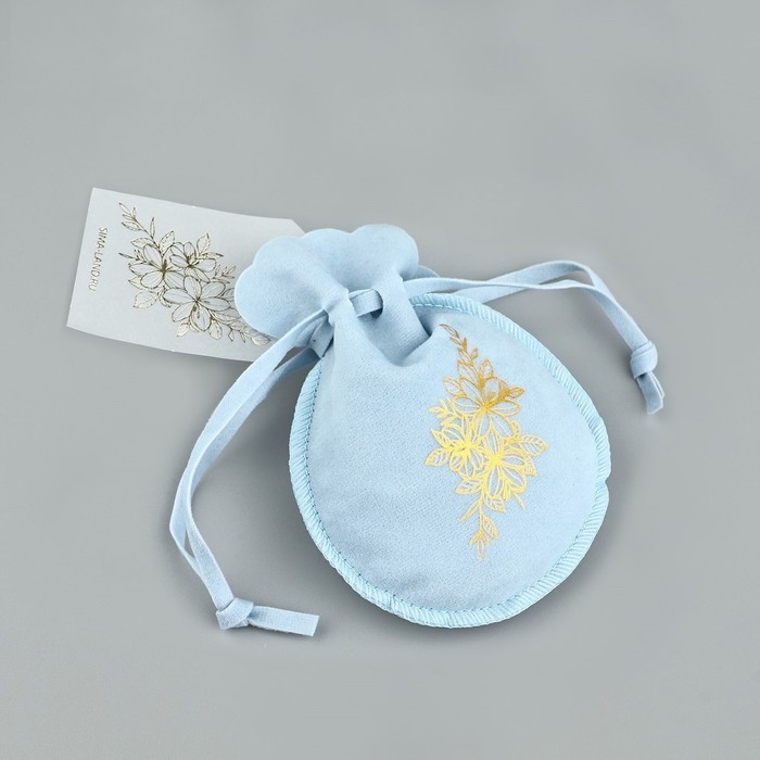 Мешок замшевый «Цветы», синий, тиснение, 9 × 12 см Мешок замшевый «Цветы», синий, тиснение, 9 × 12 см