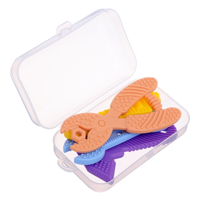 Набор прорезывателей для зубов «Мои первые инструменты», пищевой силикон, в контейнере, 4 шт. Набор прорезывателей для зубов «Мои первые инструменты», пищевой силикон, в контейнере, 4 шт.