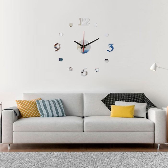 Часы настенные интерьерные, 3d, бесшумные, наклейка, большие, d-40 см Часы настенные интерьерные, 3d, бесшумные, наклейка, большие, d-40 см