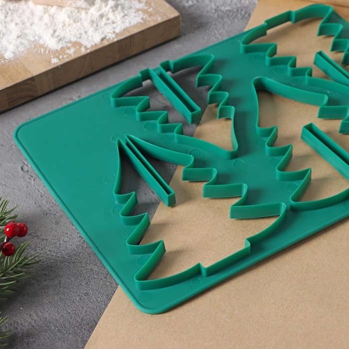 Форма для вырезания печенья новогодняя Доляна «Ёлочка», 28×19 см, цвет зелёный Форма для вырезания печенья новогодняя Доляна «Ёлочка», 28×19 см, цвет зелёный