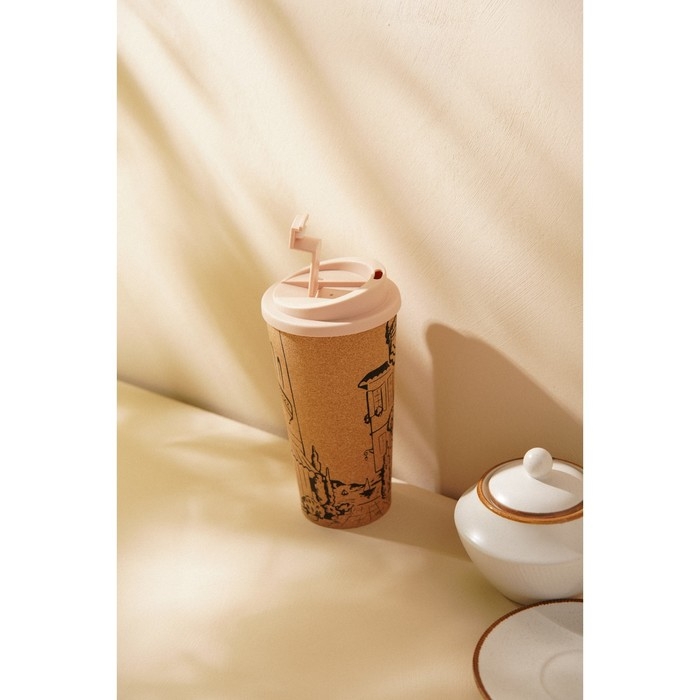 Стакан для кофе с крышкой SL Home «Севилья», пробковый, 450 мл, 9,5×9,5×18,5 см, цвет бежевый Стакан для кофе с крышкой SL Home «Севилья», пробковый, 450 мл, 9,5×9,5×18,5 см, цвет бежевый