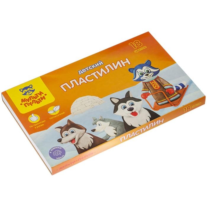 Пластилин 18 цветов 270 гр Мульти-Пульти  Пластилин 18 цветов 270 гр Мульти-Пульти "Енот на Аляске" со стеком 236491